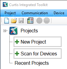 Launchpad window with New Project and Scan for Devices buttons